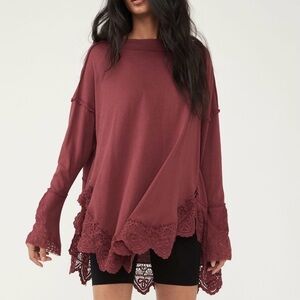 Free People Burgundy Lace Dress